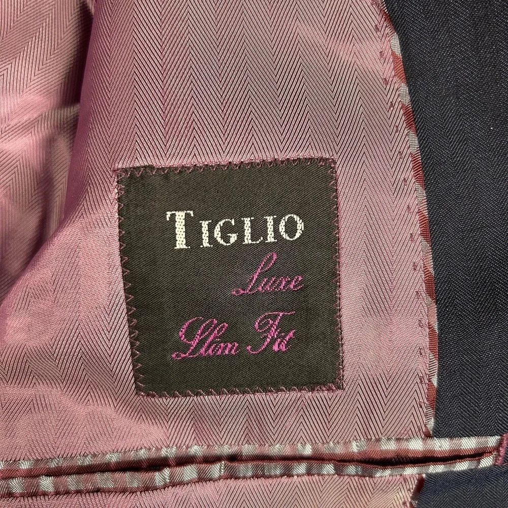 Tiglio Luxe Blazer Mens 40R Navy Blue Wool‎ Slim Fit Fine Italian Cloth Jacket